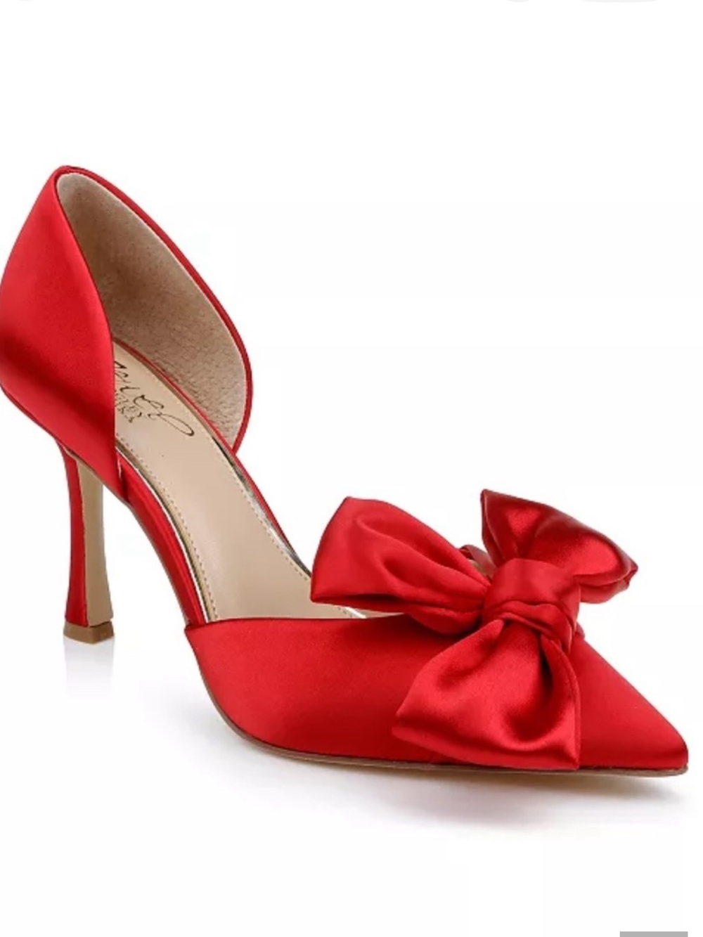 Jewel Badgley Mischka Sidney Bow d’Orsay Red Satin Pump Size 10 NEW